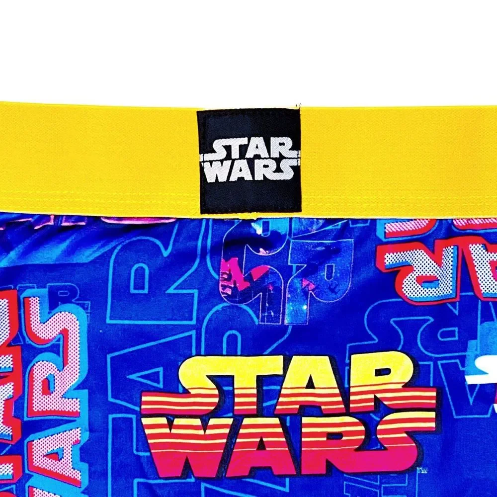 Star Wars Crazy Boxer Briefs Mens Medium Underwear Disney Blue Yellow Logo Gift